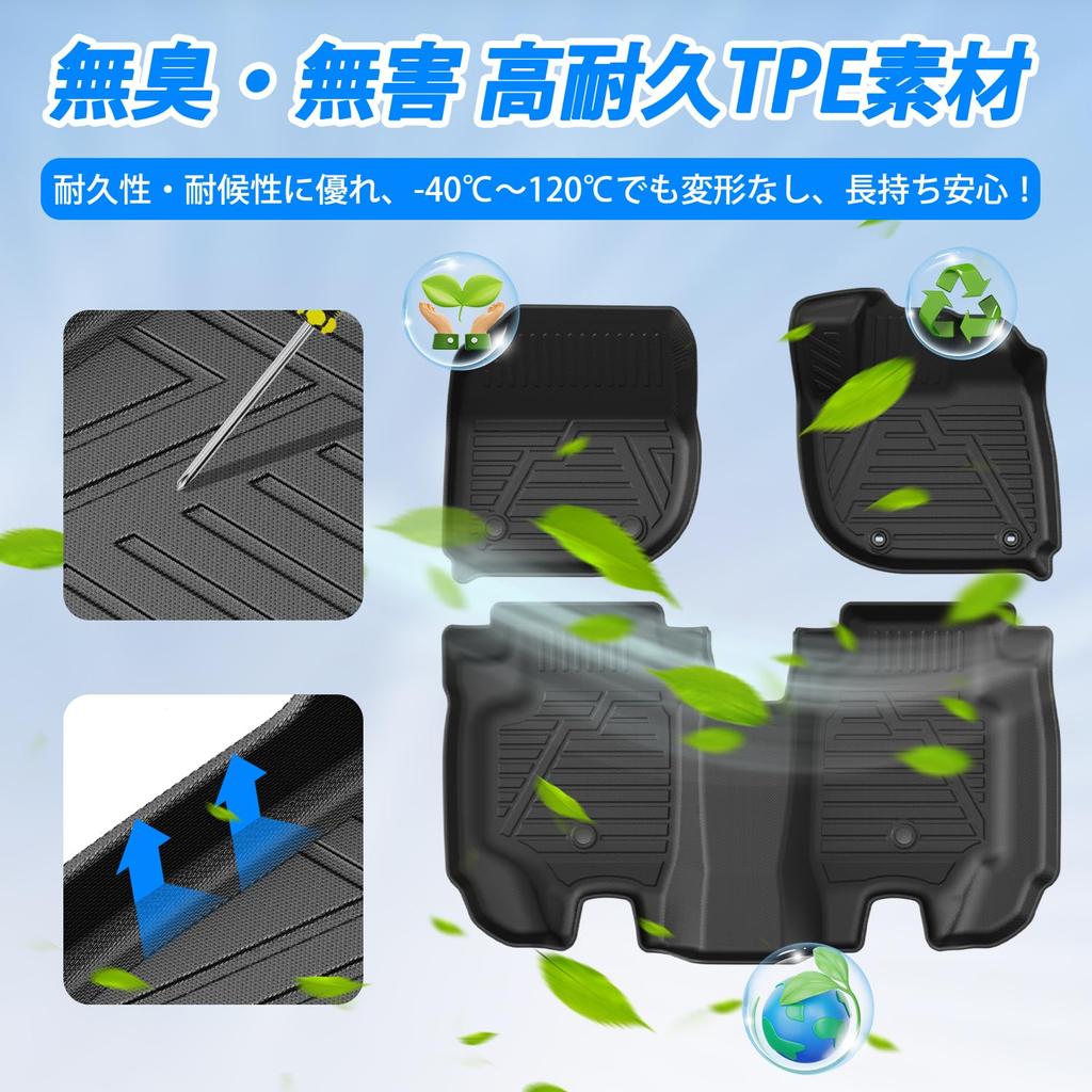 Virauto Honda Vezel RV Series 3D Floor Mats for 1st 2nd Rows April VEZEL Specially Designed Car Mats TPE Waterproof Scratch Stain Prevention Abrasion