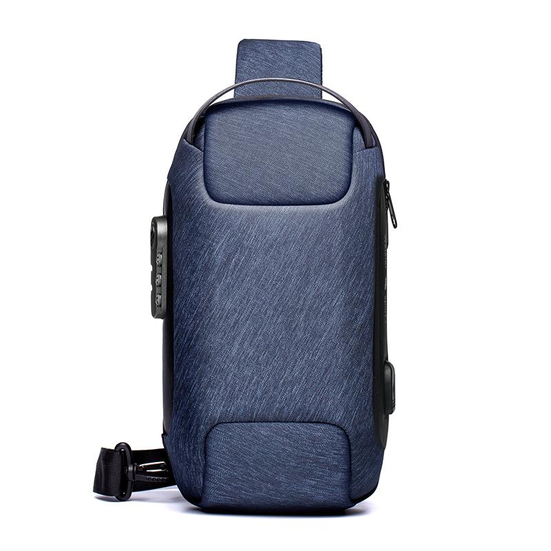 Men's Waterproof Oxford Crossbody Bag Anti Theft Sling Bag Multifunction Chest Bags Travel Shoulder Bag with USB Charging Port