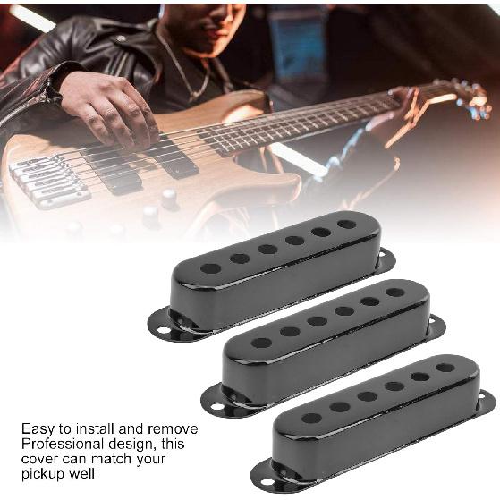 3Pcs Single Pickup Cover Brass 48mm/50mm/52mm Musical Instrument Accessories for SQ Electric Guitar Brass Pickup Cover(Black)