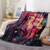 Starry Sky Lion  Print Flannel Blanket, High quality Comfortable for All Seasons, Home Decor, Warmth and Comfort
