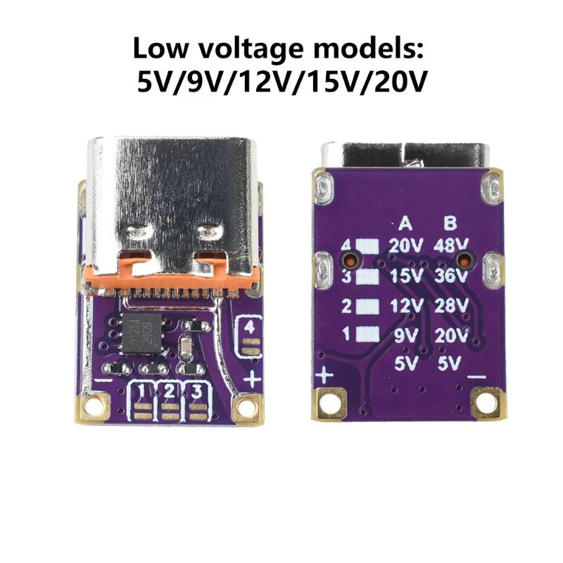 1Pcs Fast Charging Module - DC 5/9/12/15/20/28/36/48V Voltage Trigger PD To DC Type C Interface PD3.0 PD3.1 QC3.0 Deceiver