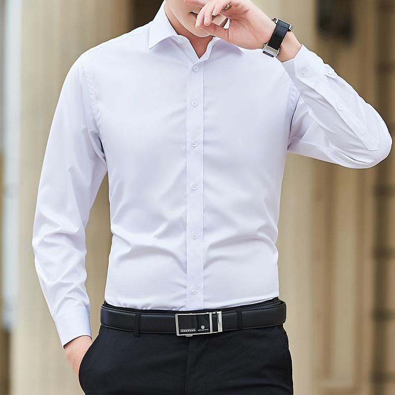 Men's 2025 Slim Fit Formal Long-Sleeved Shirt - Trendy Casual Solid Color Professional Attire