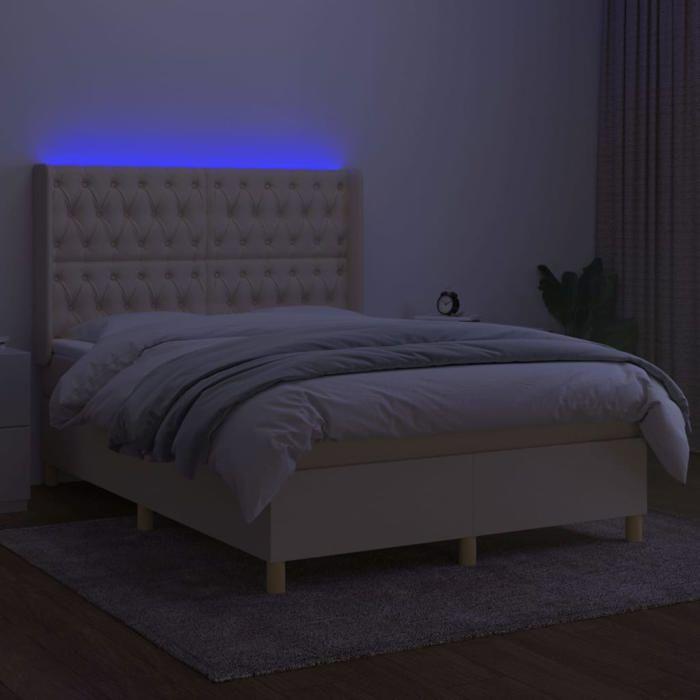 VidaXL Sommier à Lattes de Lit avec Matelas et LED, Lit Rembourré, Lit Double, Lit Adulte de Chambre à Coucher Intérieur, 3139122