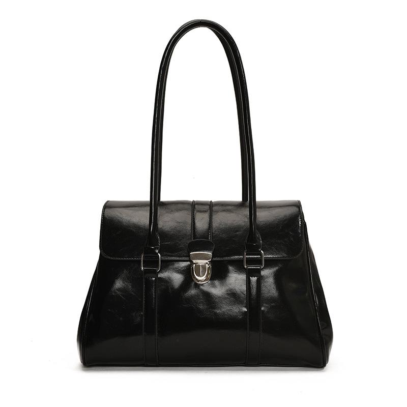 

Portable trend versatile tote bag new retro fashion large capacity shoulder bag premium women s bag чёрный