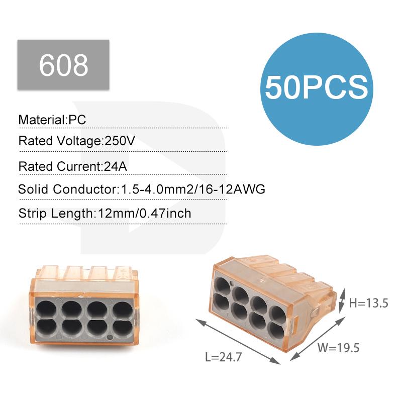 Mini Quick Splicing Wire Connector Hard Wire Straight Insertion 2/3/5/6/8pin Compact Conductor Terminal Block Junction Box