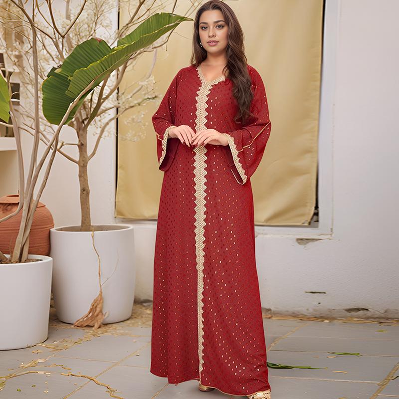 

Long Sleeve Dress Loose Large Size Fat Girl Long Skirt One size (can be worn within 85kg) кирпич красный