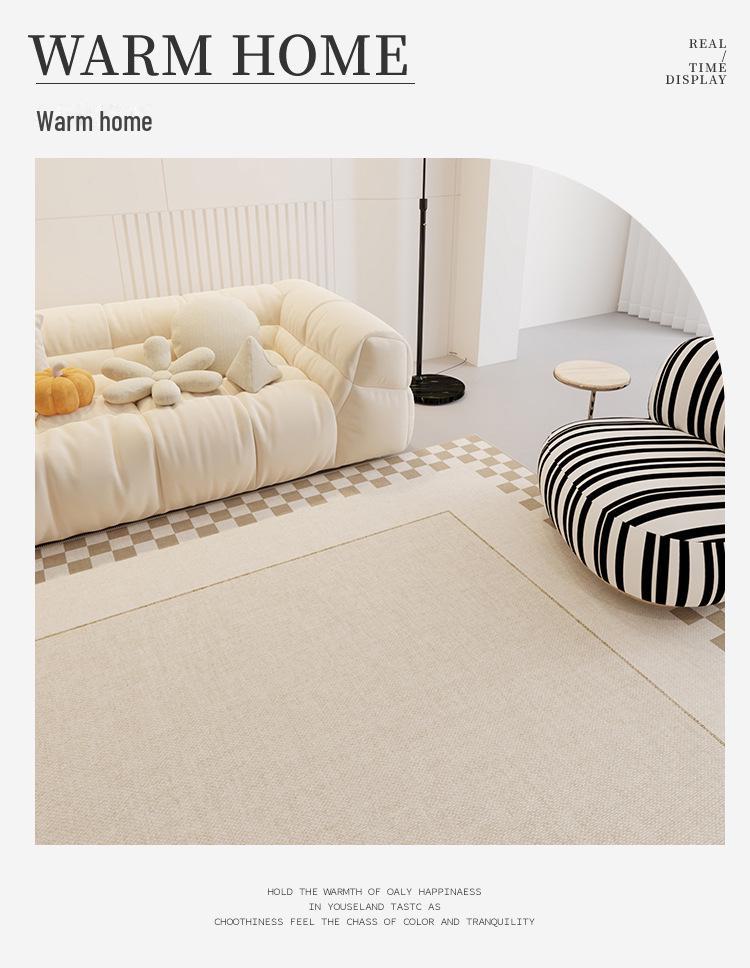 Luxury French-Style Cream Carpet: High-End, Stylish, & Scrubbable for Living Room or Bedroom