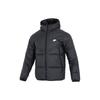 Herren Daunenjacke mit Kapuze und Reißverschluss-Tasche mit Logo-Print Schwarz DV1132-010