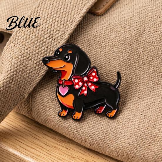 Textured Brooch Decorative Enamel Dachshund Design Zinc Alloy Lapel Pin