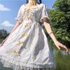 Daisy Sweet Big Bow Midi Dress Ruffles Summer Japan Style Lolita Women's Clothing Stylish Square Collar Waist Elastic Dresses