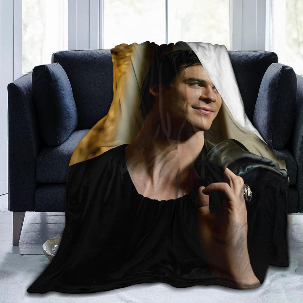 Damon Salvatore Blankets The Vampire Diaries Plush Funny Breathable Throw Blankets for Home Autumn/Winter