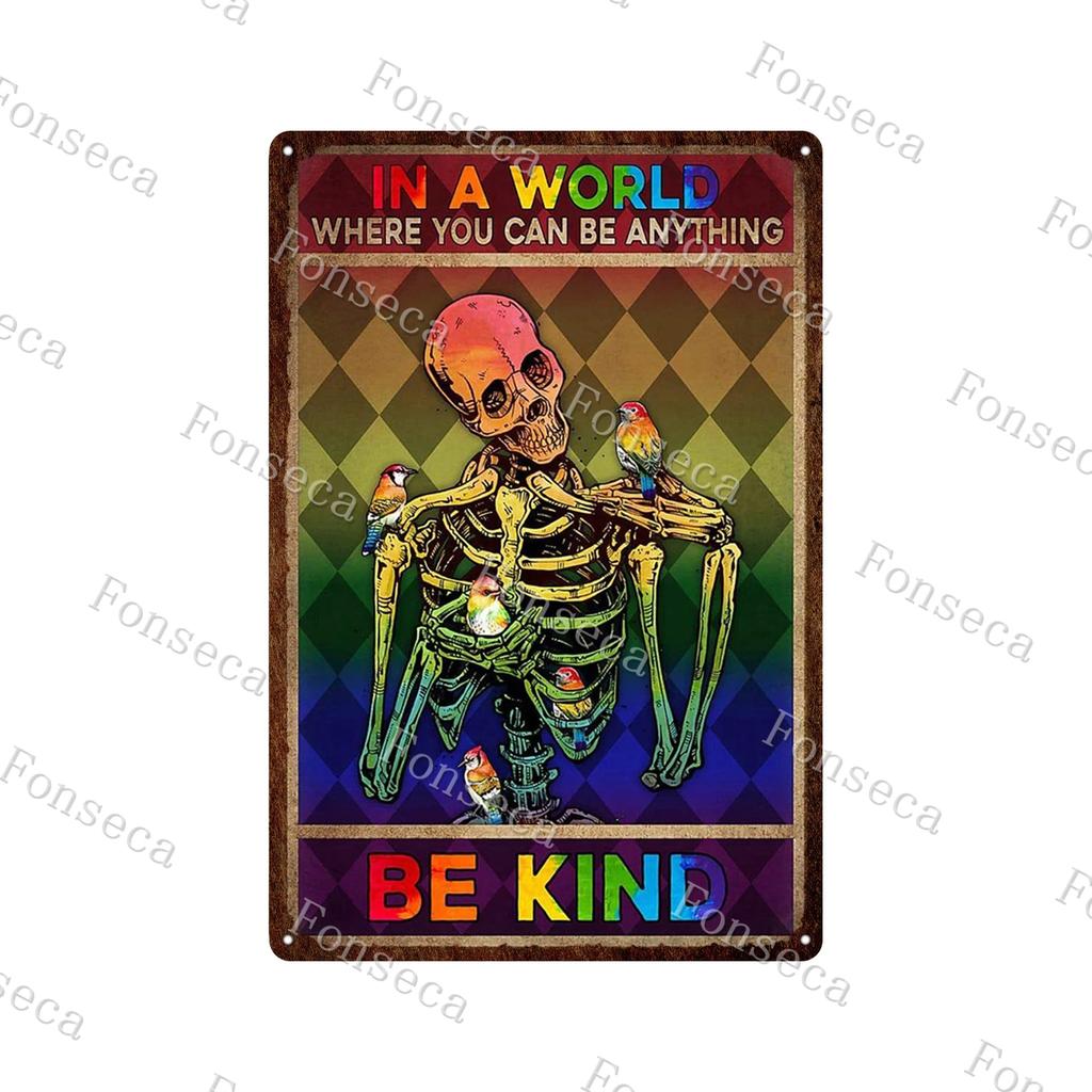 Retro Human Skeleton Tin Sign Gardening That's What I Do I Grow Stuff and I Know Things Cactus Vintage Chic Metal Poster