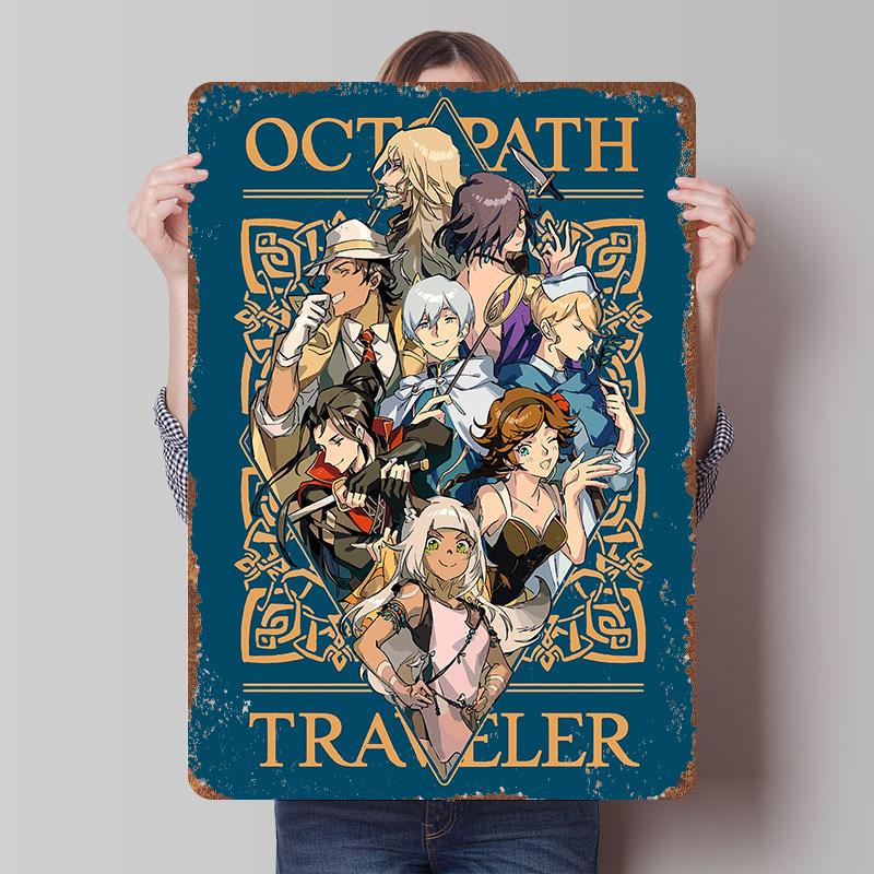 

Octopath Traveler Group Tinplate Poster Customized Wall Art Vintage Retro Metal Signs for Bedroom Decoration Room Decor Men Home 7.9x11.8In(20x30cm)