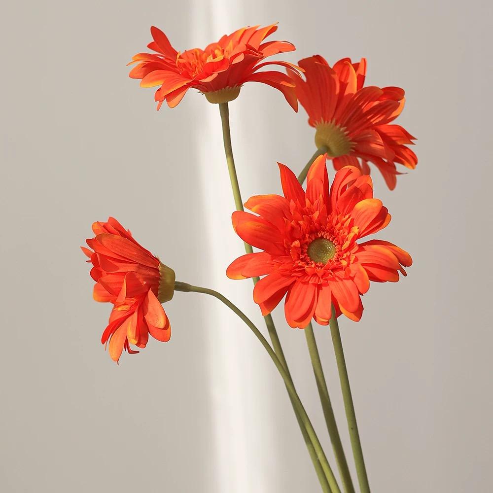 Orange Künstliche Gerbera Gänseblümchen Blume Echte Haptik Blütenblätter Blume Heim Hochzeit Dekor Gelbes Kunstblumenarrangement