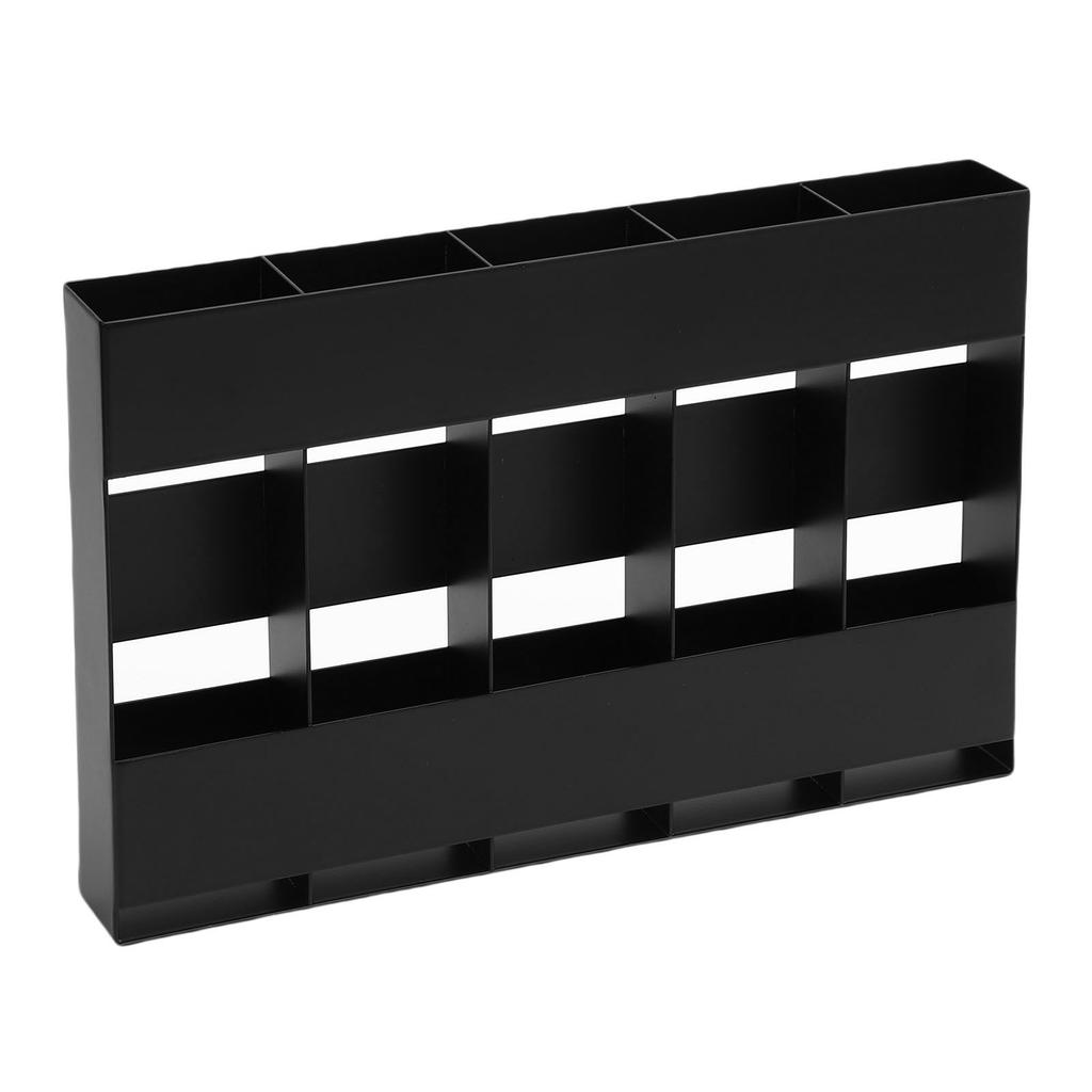Straw Organizer Black 5 Compartment Space Saving Metal Straw Storage Holder with Double Side Adhesive Tape for Kitchen Cabinet