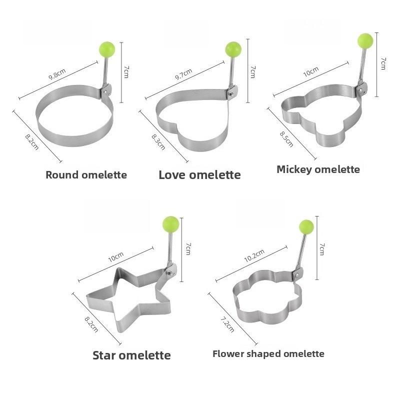 1/5 STÜCK Herz Spiegelei Form Edelstahl Eierform Maker Frühstück Backen Omelett Ringe Kochwerkzeuge Küchenzubehör