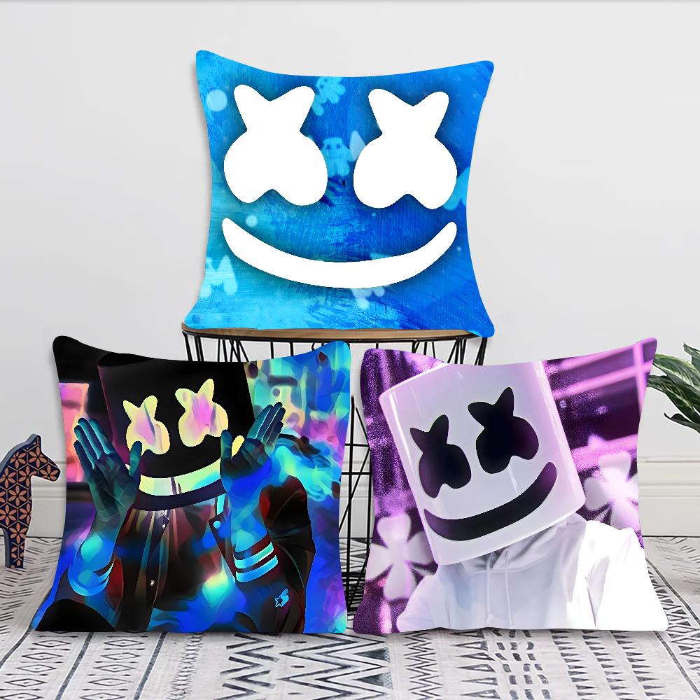 Dj M-Marshmello Pillow Case Square Pillow Bedroom Sofa Leisure Comfort Cushion Car Living Room Home Decoration