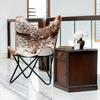 Handmade Leather Living Room Butterfly Chair Side Hand Stitch Leather Butterfly Chair for Relaxing with Powder Coated Folding Iron Frame