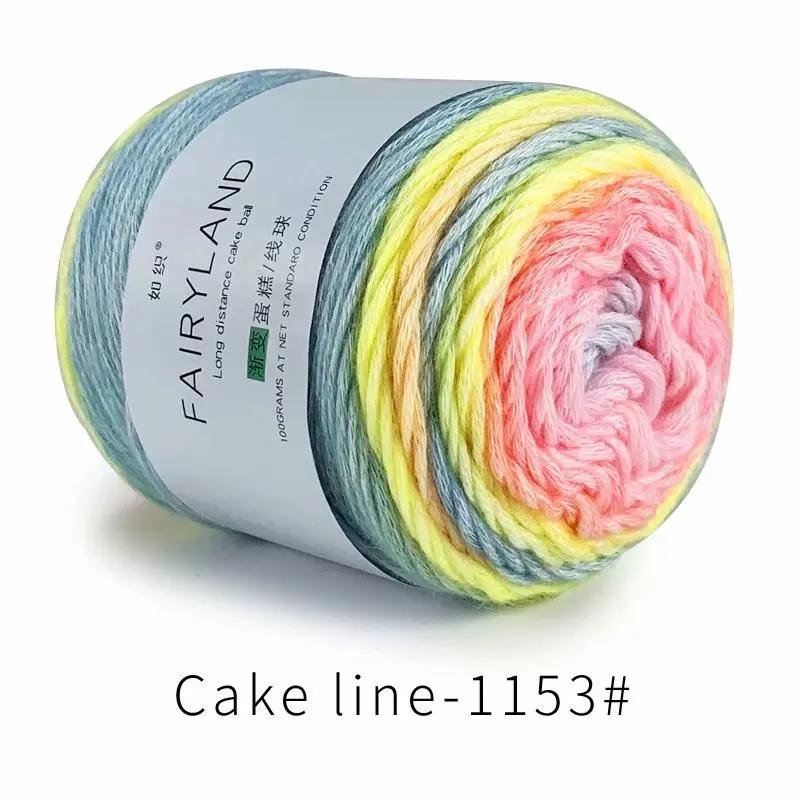 100g Farbverlauf Milchbaumwolle Kuchengarnknäuel Kuchenlinie- DIY Strick- Häkelset für Schals Mützen Handgefertigte Basteleien