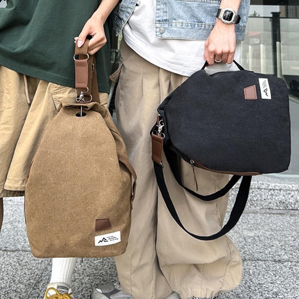 Large Capacity Male Crossbody Bag Retro Style Single Shoulder Pouch Canvas Chest Bag  Travel