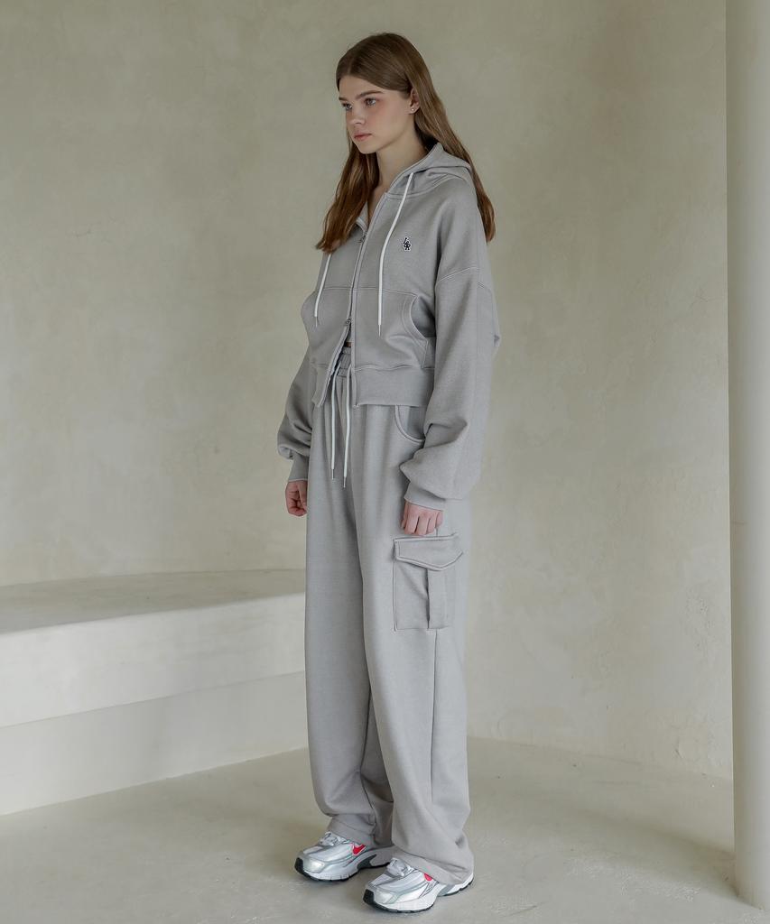 LOSSYROW Lossy Pigment Patch Cargo Sweat Pants_Gray