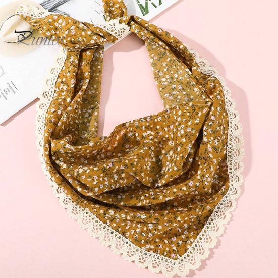 Kopftuch im Dreiecksstil mit Spitzenbesatz, Blumendruck, Damen-Stirnband, Damen-Make-up, Fotografie, Haar-Accessoires