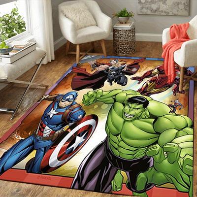 1ks Kobercový kobereček Marvel Avengers Super hrdinové, Protiskluzová podložka, Design s kreslenými postavičkami, Měkký samet, Dekorace do pokoje, Omyvatelný