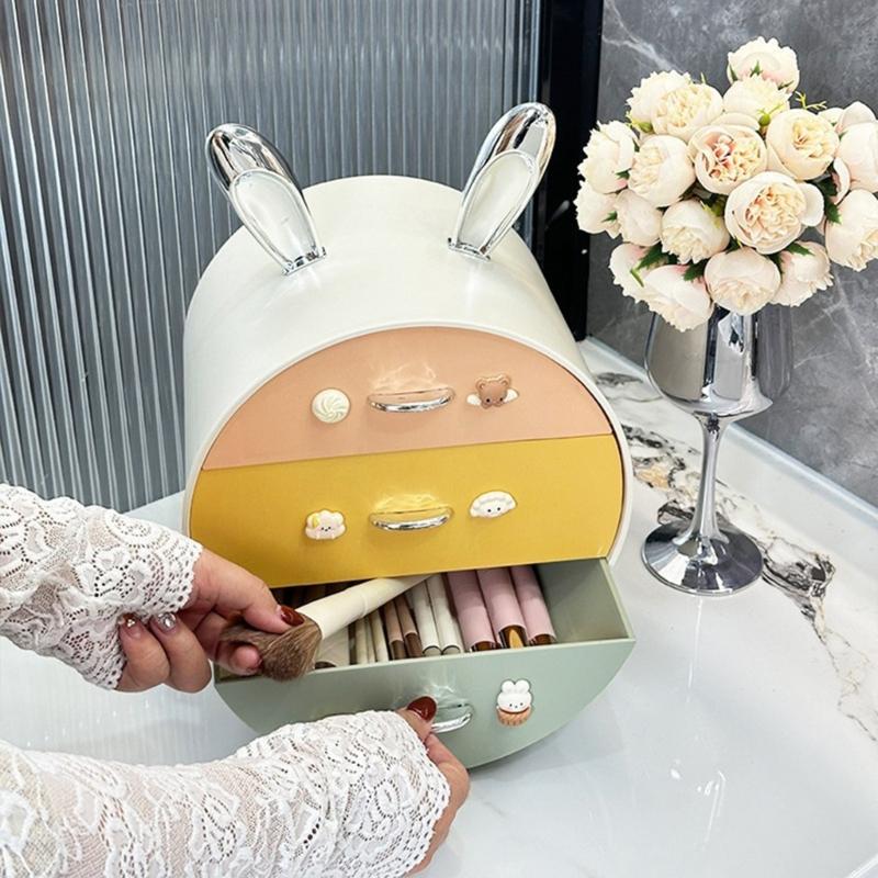 Jewelry Stationery Desk Organizer Cosmetics Storage Rack with Pull Out Drawers Multiurpose Makeup Tool Holder Shelf