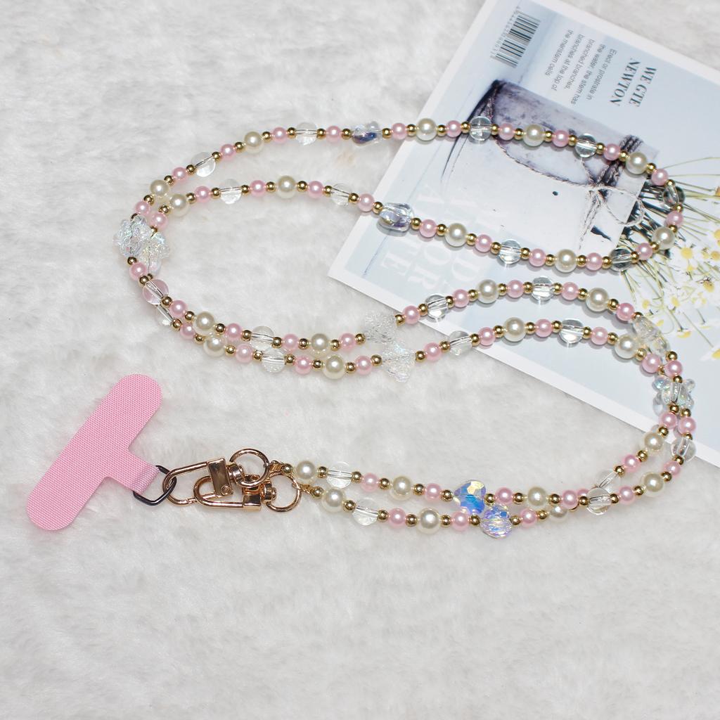 120cm Transparent Beads Phone Strap Crossbody Chain Phone Lanyard