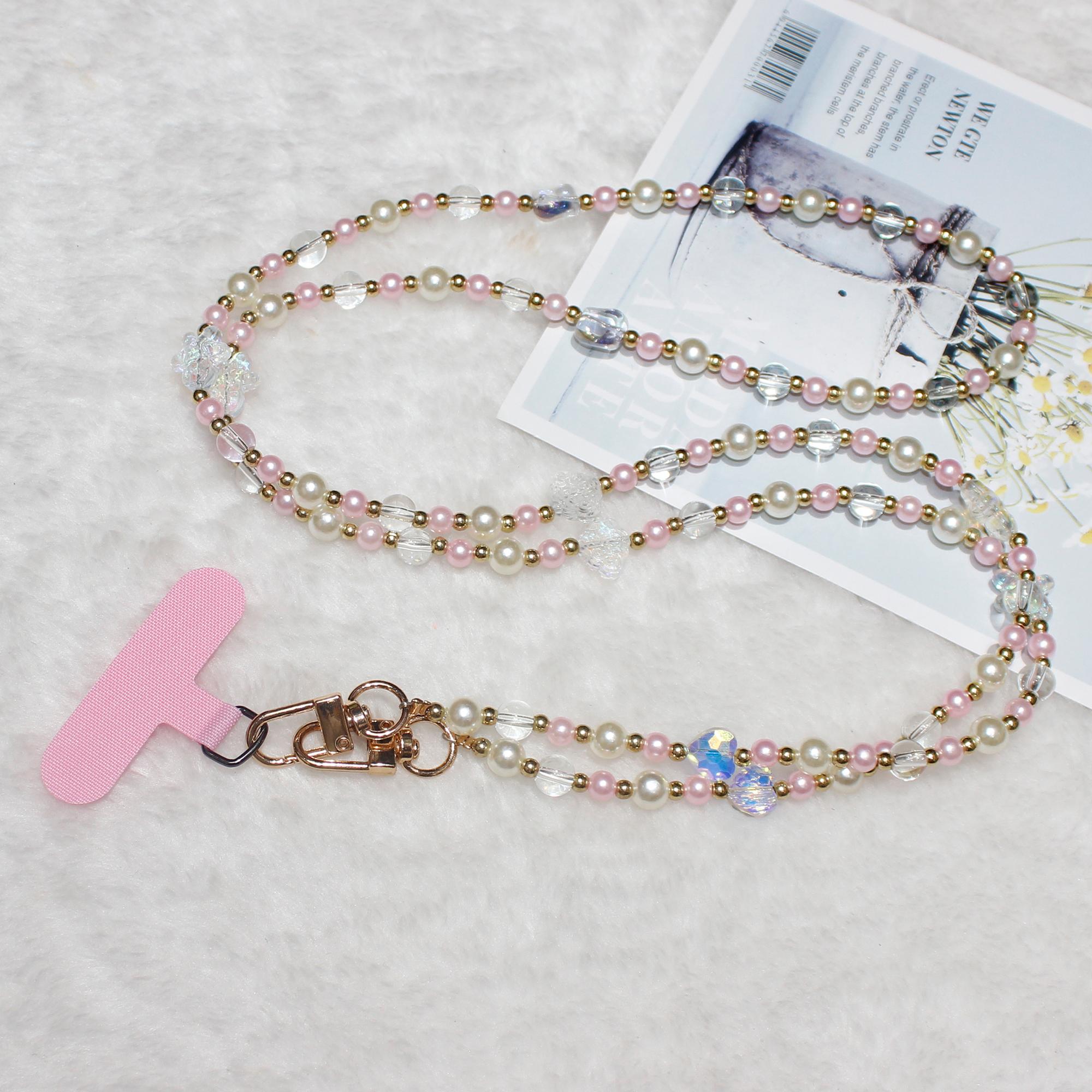 120cm Transparent Beads Phone Strap Crossbody Chain Phone Lanyard A
