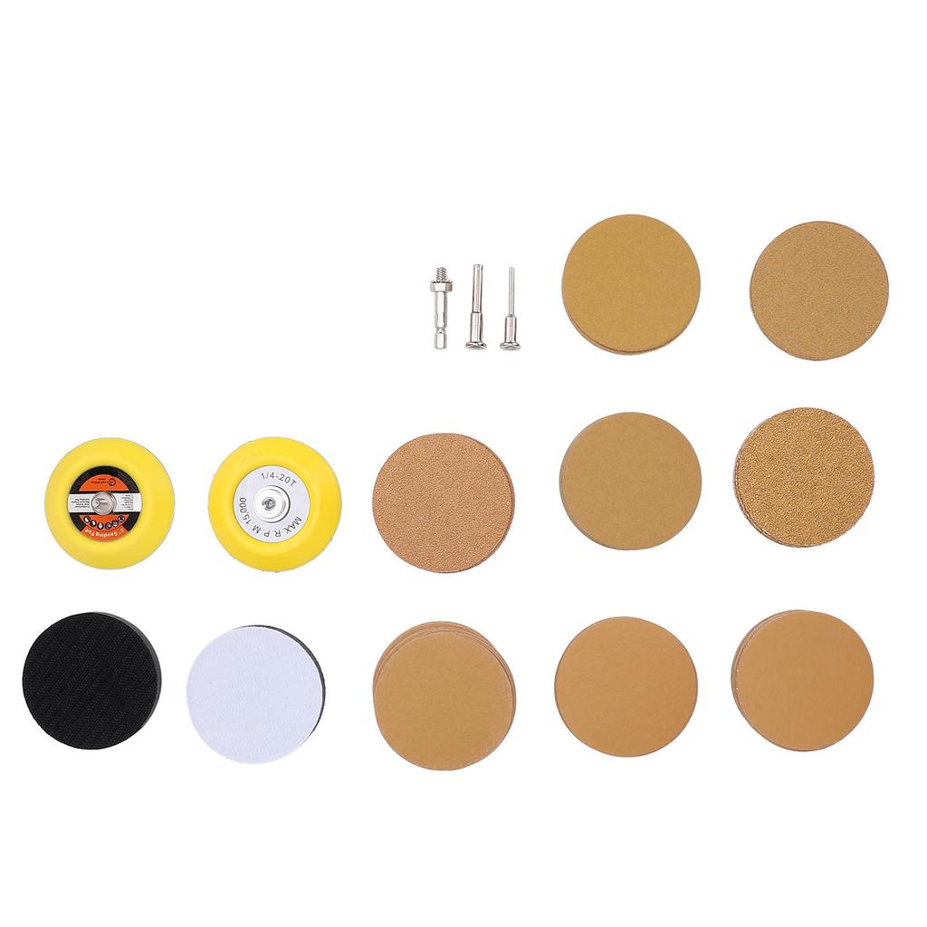 3in Gold Sanding Disc Polishing Kit Secure Fixation Versatile 40 to 800 Grit Sandpaper Sander Sanding Pad Attachment Kit