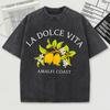 Dolce Vita Lemon Fruit Amalfi Coast Print Wash Unisex TShirt Summer Casual Trendy Tee Sport Cotton Top Loose Unisex Short Sleeve