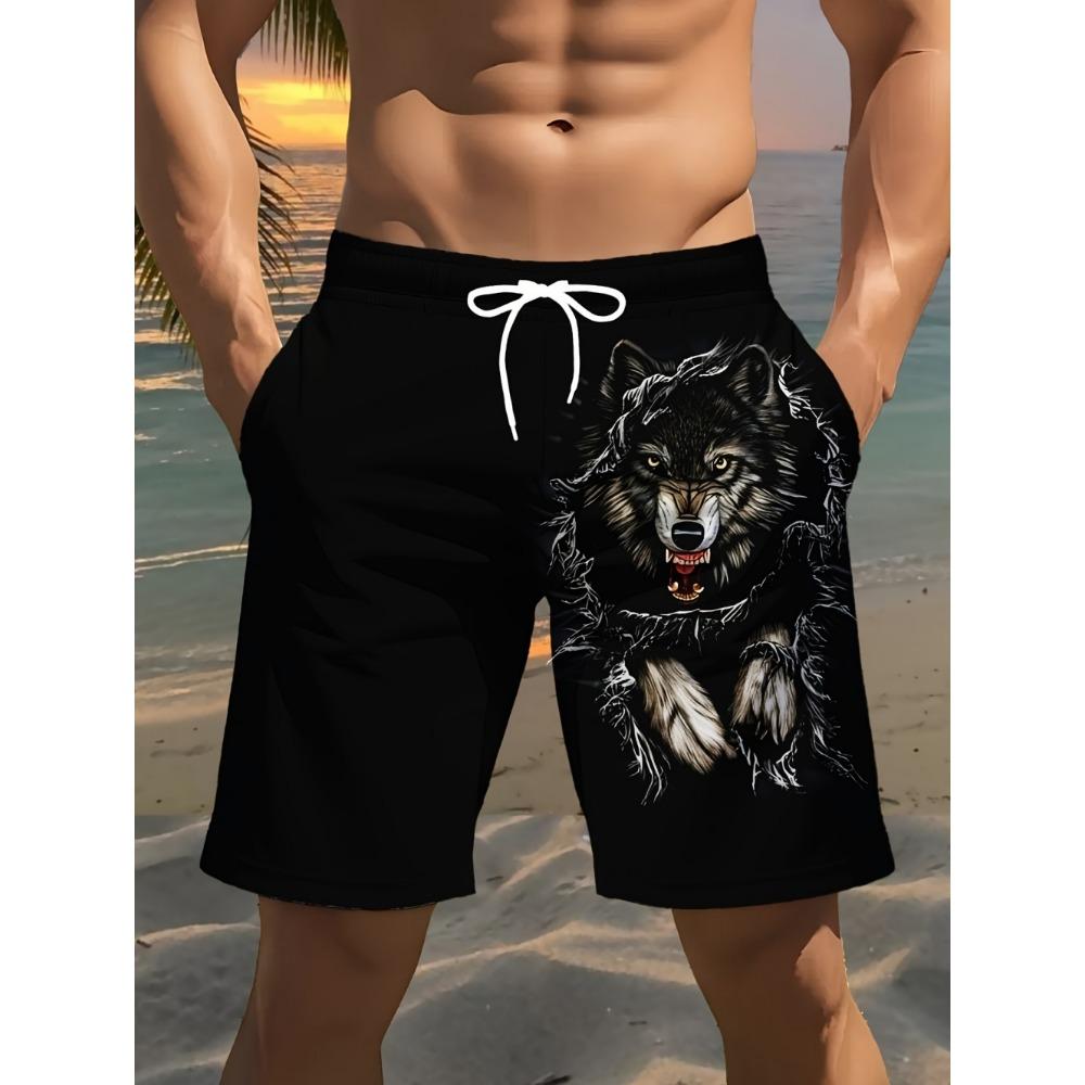 3D Cool Wolf Graphic Printed Shorts for Men Summer Casual Quick-Dry Sports Running Oversize Short Pants Outdoor Clothes for Man