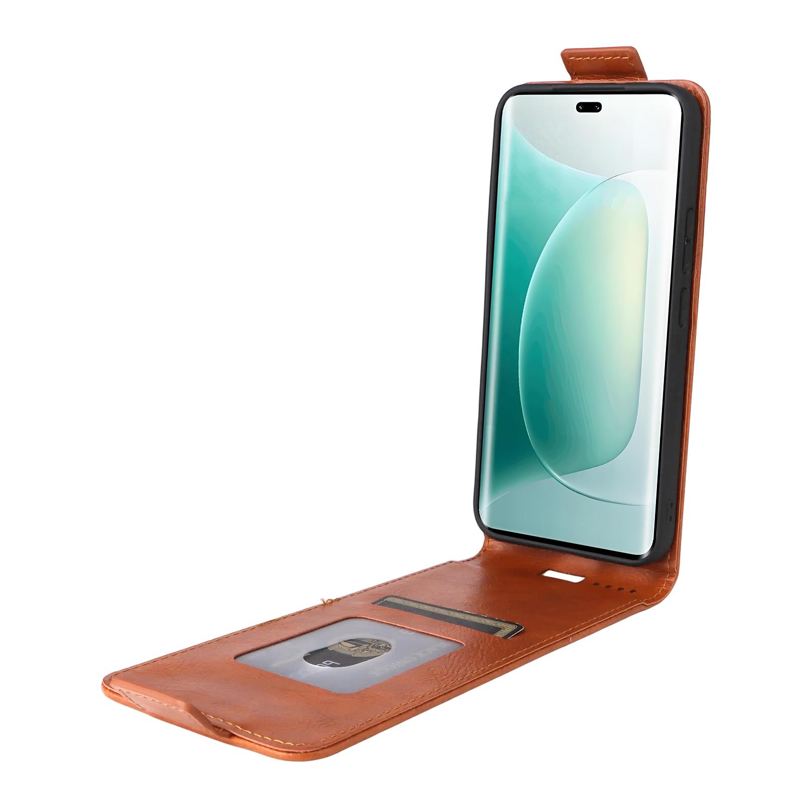 

For Honor 400 Stand Case Magnetic Clasp Vertical Flip Leather Phone Cover with Card Holder Dark Blue