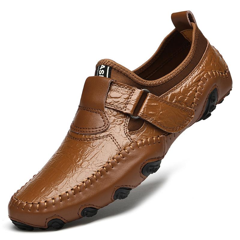 

Осенняя мужская обувь для вождения из натуральной кожи, модная мужская обувь, корейская повседневная кожаная обувь, мужская дышащая нескользящая обувь на мягкой подошве 46 коричневый