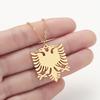 Kinitial Neuer Albanien Doppeladler Anhänger Halsketten Edelstahl Choker Schmuck für Damen Mädchen Ethnische Geschenke bijoux femme