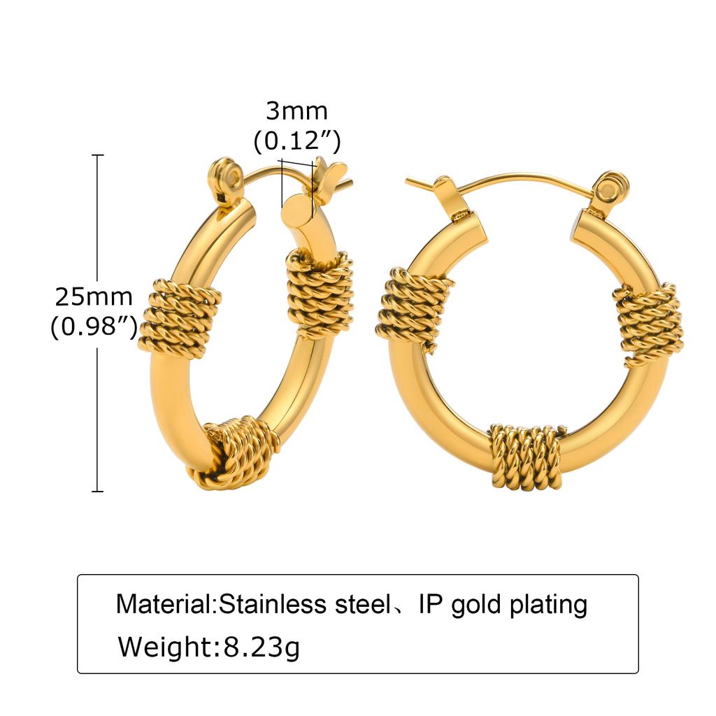 Men Hoop Earring, Stainless Steel Coil Wire Wrap Design Earing, Bali Hoop Earrings for Men Women Jewelry.