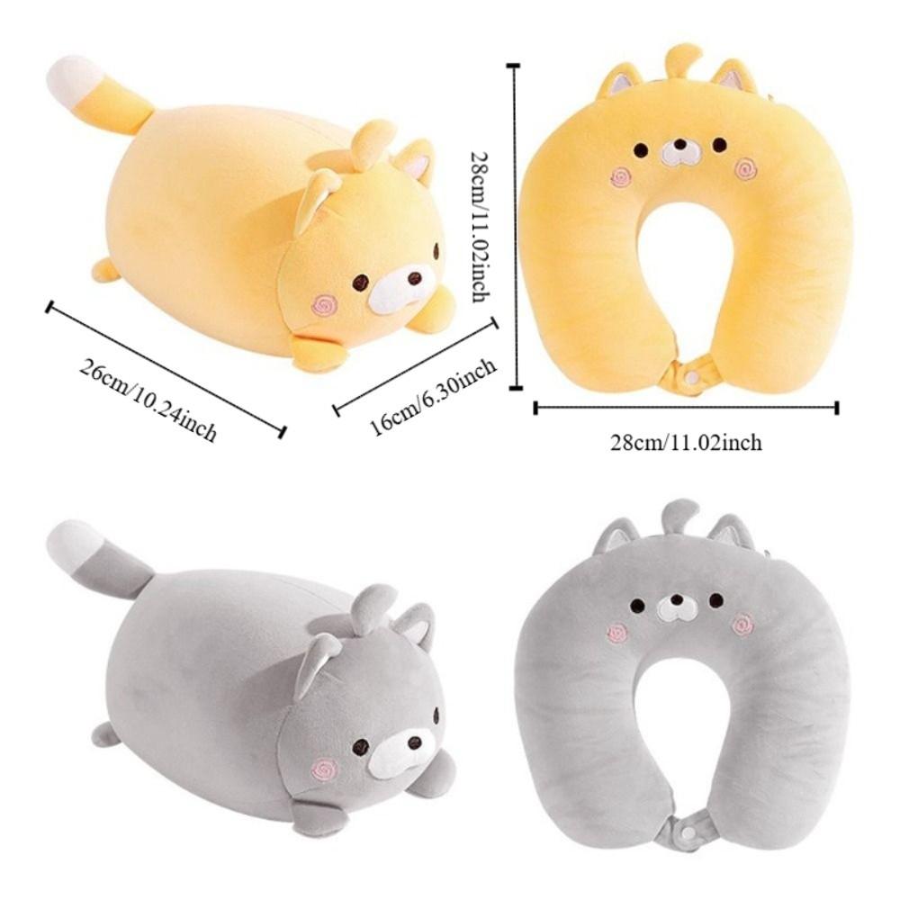 Deformable Cat U-shaped Pillow Foam Particle Soft Travel Pillow 2 in 1 Skin-friendly Nap Pillow Home Decoration