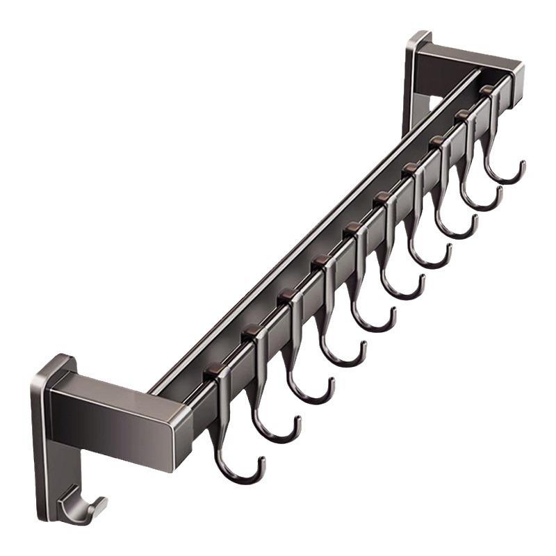 Pistolengrau Küchenhaken Stanzfrei Stange Hängestange Spatel Löffel Aufhänger, Multifunktionales Regal Wandmontiert