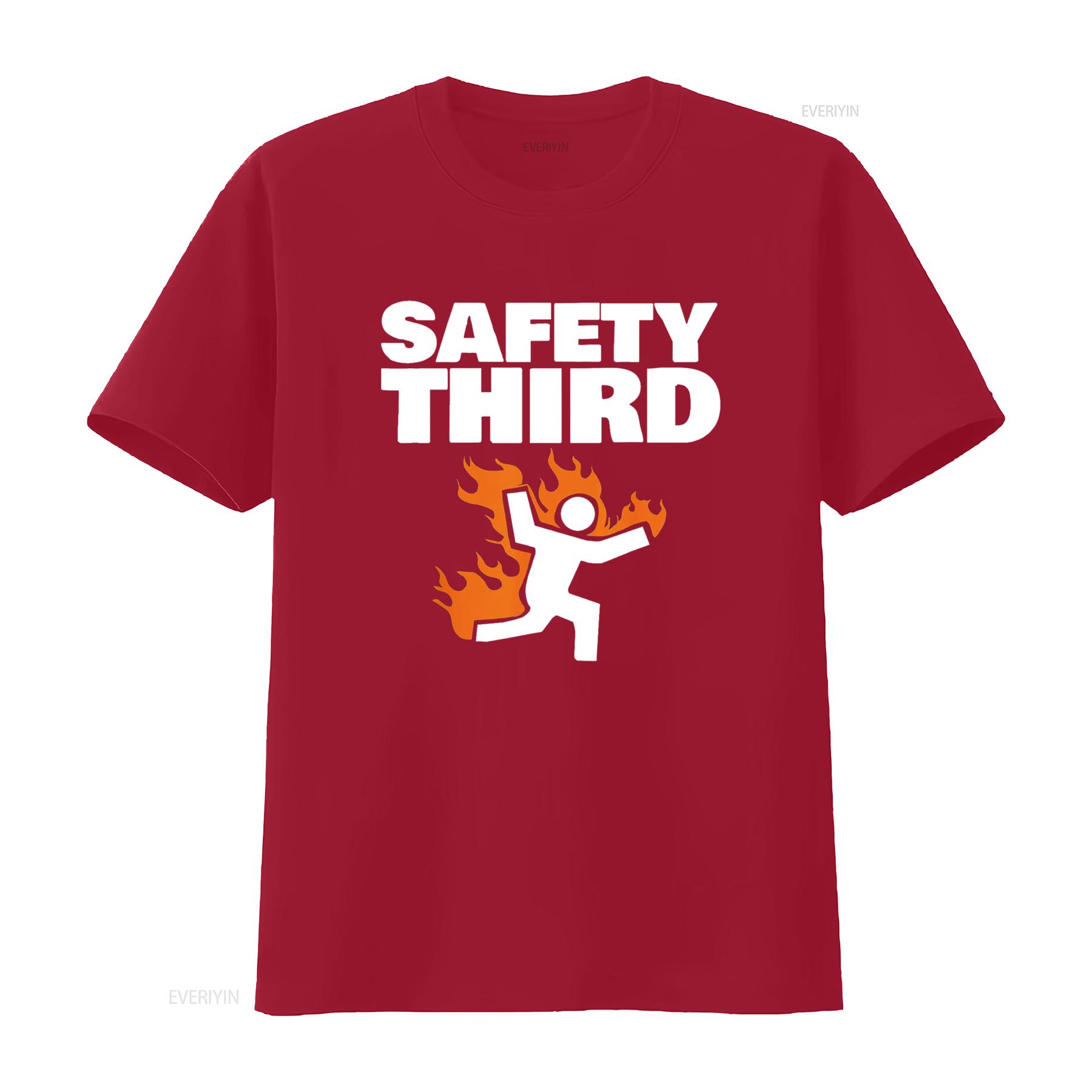 Safety Third funny T Shirt vintage Washed fashion graphic Unisex Versatile Stylish streetwear Stretched Breathable Slightly S