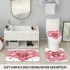 4pcs Valentine's Day Pink Romantic Love Printed Bathroom Set Waterproof Shower Curtain Floor Mat U-shaped Toilet Mat