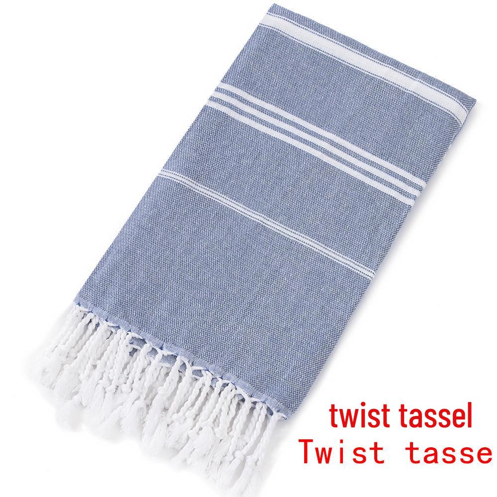 Custom Pure Cotton Turkish Striped Beach and Sauna Towel with Non-Stick Sand and Tassels for Adults