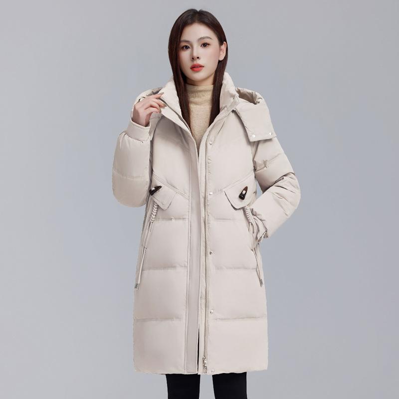 Young mother down jacket women's medium and long winter new loose foreign and thin white duck down jacket
