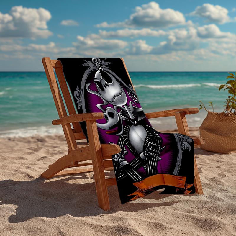 Ultra-Soft Beach Towel with The Nightmare Before Christmas Theme,Ideal for Pool - Camping, Diving - Perfect Travel Essential, Vibrant Beach Towel.