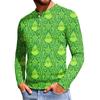 Men's Casual Button-Down Sweatshirt Fashion Printed Long Sleeve Shirt Pullover