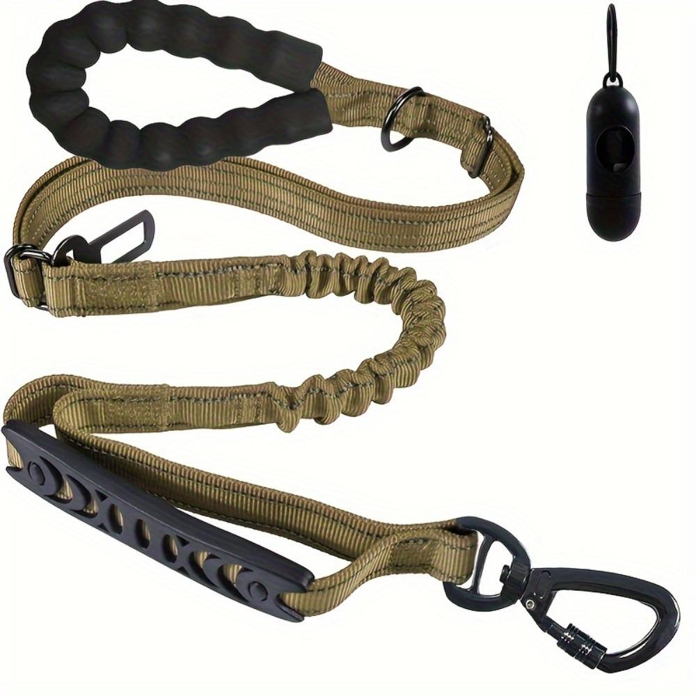 4 In 1 Heavy Duty Bungee Large Dog Leash Padded Handles Reflective Elastic Seat Belt for Training Safe Travel Medium Dog Supply
