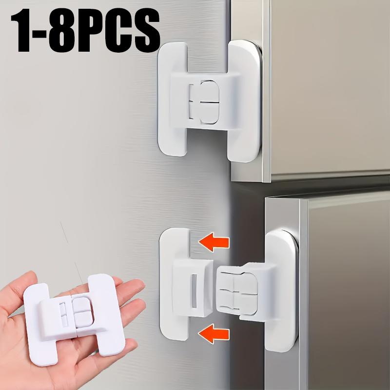 1-8pc Universal Refrigerator Lock Cabinet Refrigerator Door Closer Safety Lock Home Kids Security Protection Safety Buckle