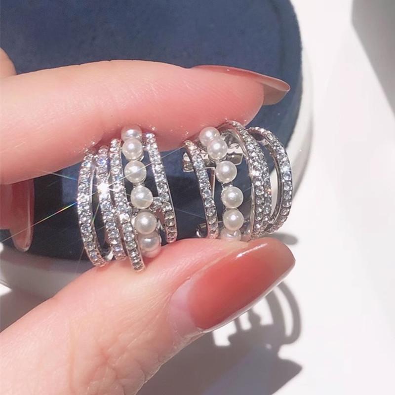 Exquisite And Shiny Micro-Inlaid Stud Earrings For Women, Fashionable Temperament French Geometric Earrings, Princess Light Luxury Jewelry