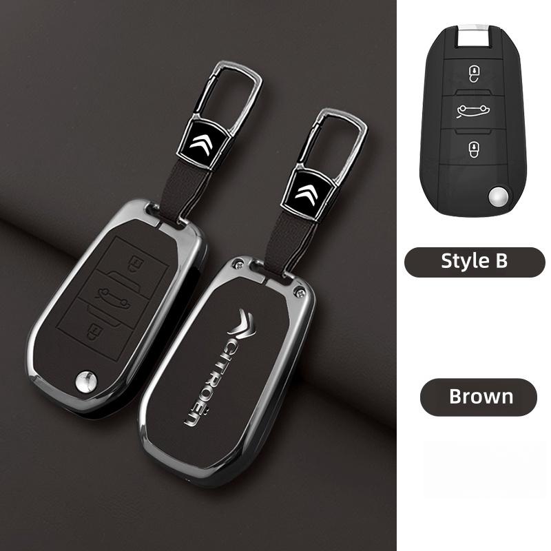 YKFEA1 Zinc Alloy Leather Car Key Case Cover For Citroen C1 C2 C3 C4 C5 C6 C4L Berlingo Picasso Jumpy Nemo Aircross Sega C5 X VTS C3 XR
