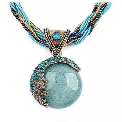 Women Jewelry Gem Crystal Multilayer Beads Chain Handmade Bohemia Style Retro Necklace